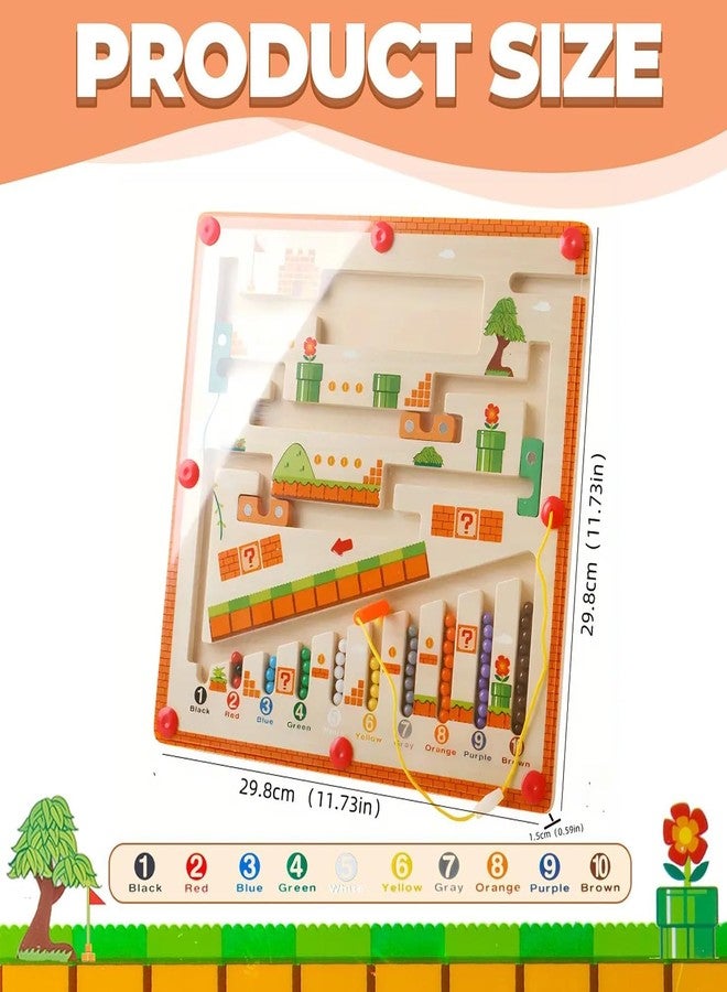 EMNDR Wooden Magnetic Maze Board Toy - Montessori Color & Counting Puzzle Game | Learning Toy for Kids Age 3 4 5 Years | Educational STEM Board for Toddlers Boys & Girls (Mushroom Maze Board) - Image 4
